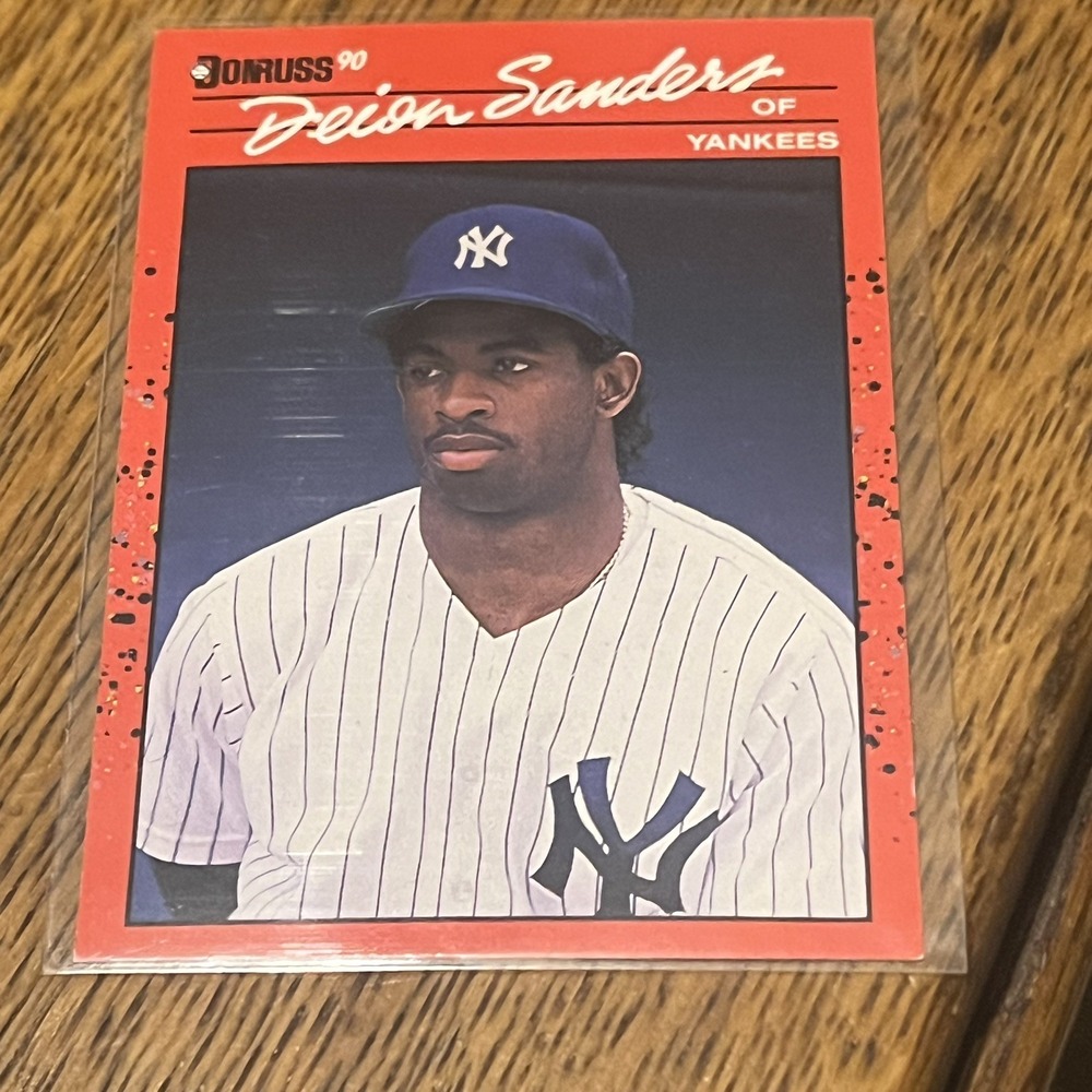Vintage 1990 Donruss #427 Deion Sanders New York Yankees Baseball Card MLB BB2